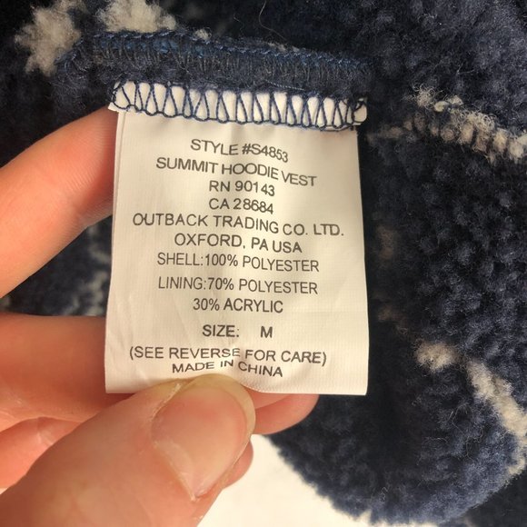 Outback Women's Size Medium Blue Hooded Full Zip Front Sleeveless Fleece Vest - Picture 8 of 10